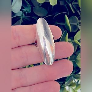 KIRK SMITH Navajo Dine Sterling Silver long modern dome oval ring vintage Size 6